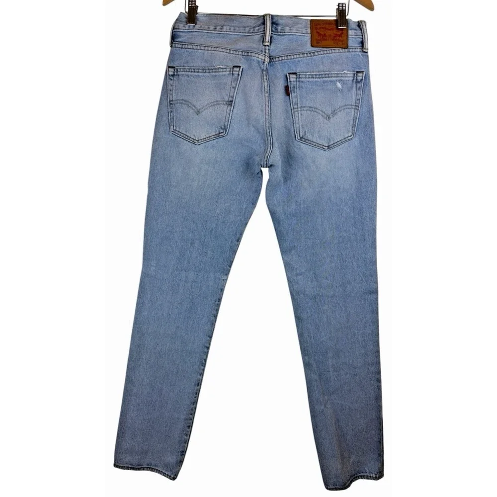 Levis 511‎ Mens Size 32x34 Medium Wash Distressed Slim Fit Denim Jeans Patchwork